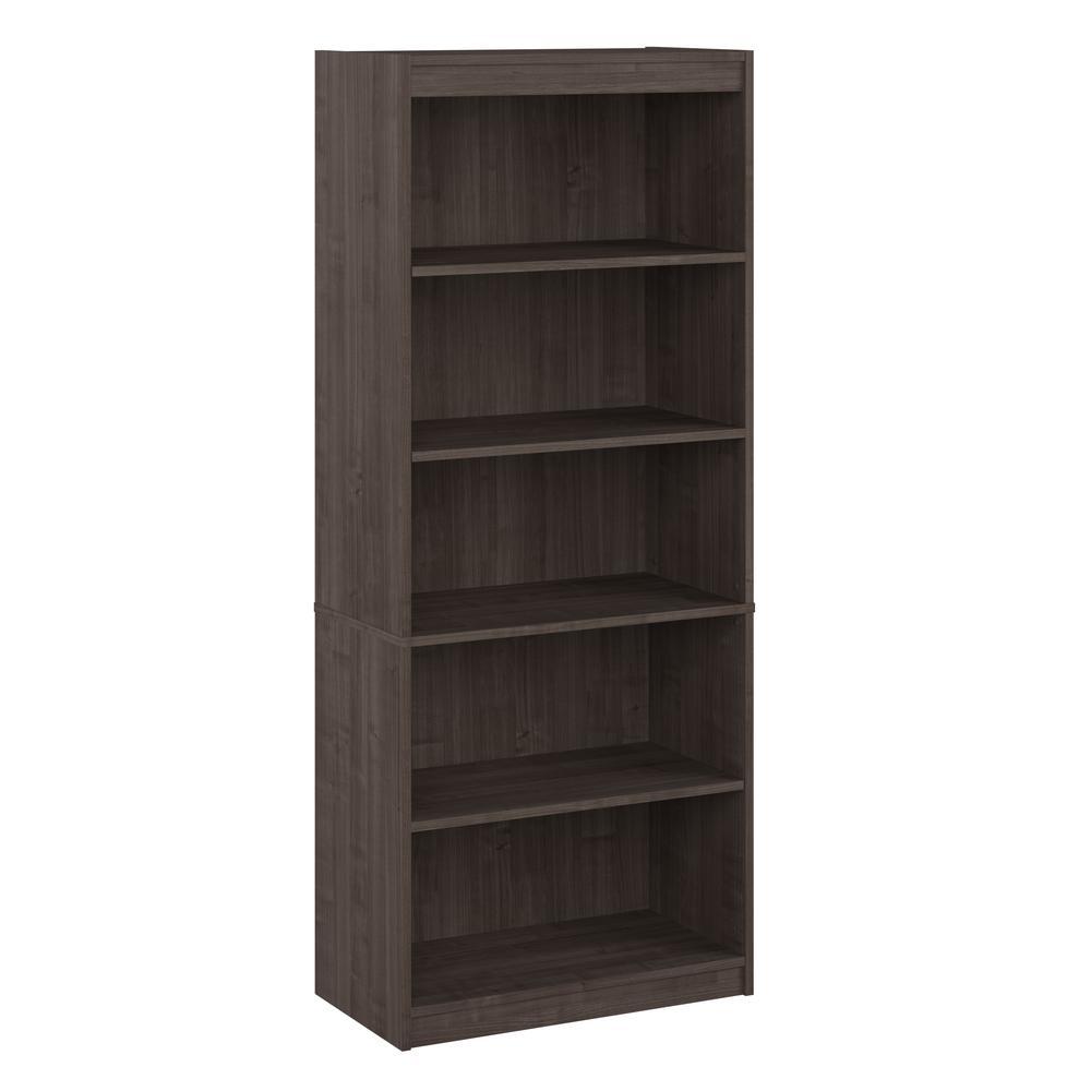 BESTAR Logan 30W 5 Shelf Bookcase in medium gray maple. Picture 1