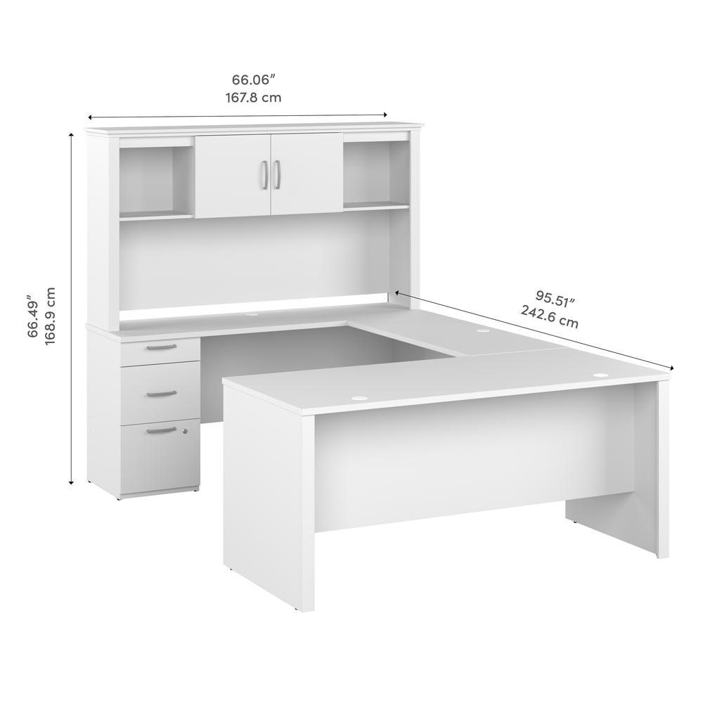 BESTAR Logan 65W U Shaped Desk with Hutch in pure white. Picture 6