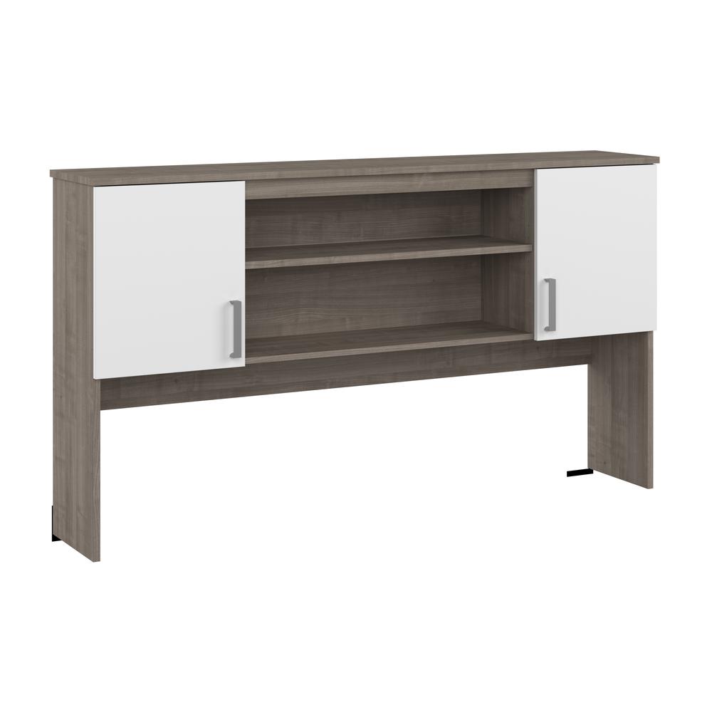 BESTAR Ridgeley 65W Hutch with Doors in silver maple & pure white. Picture 1