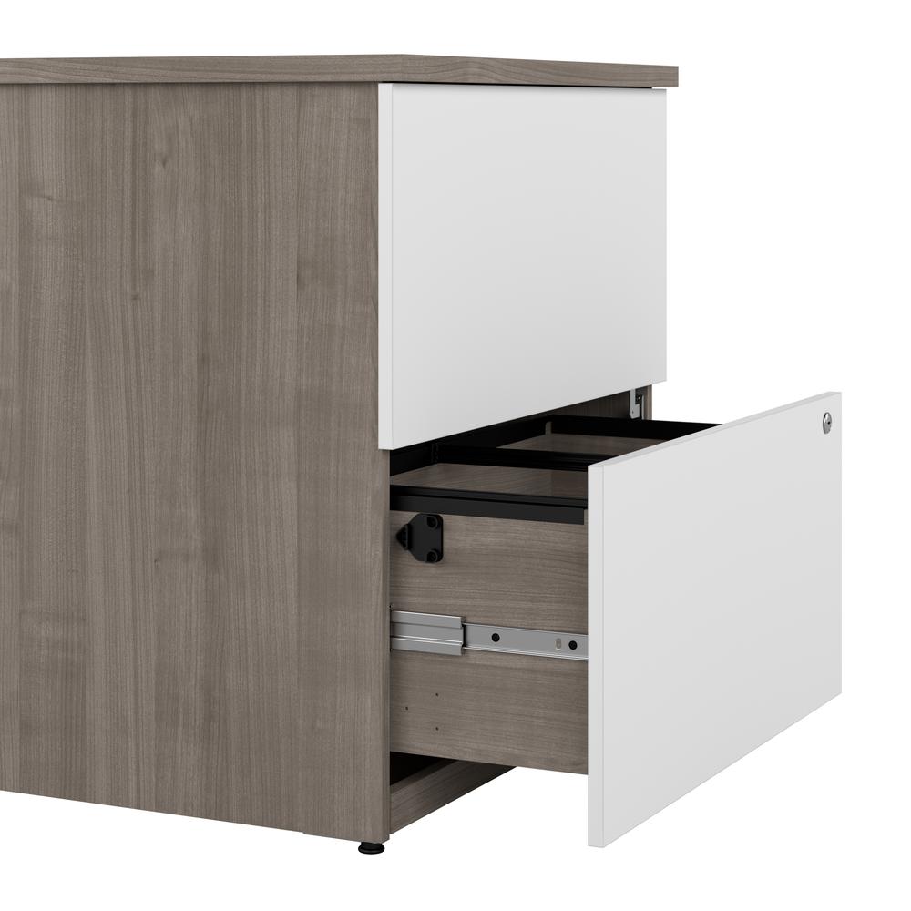 BESTAR Ridgeley 28W 2 Drawer Lateral File Cabinet in silver maple & pure white. Picture 2