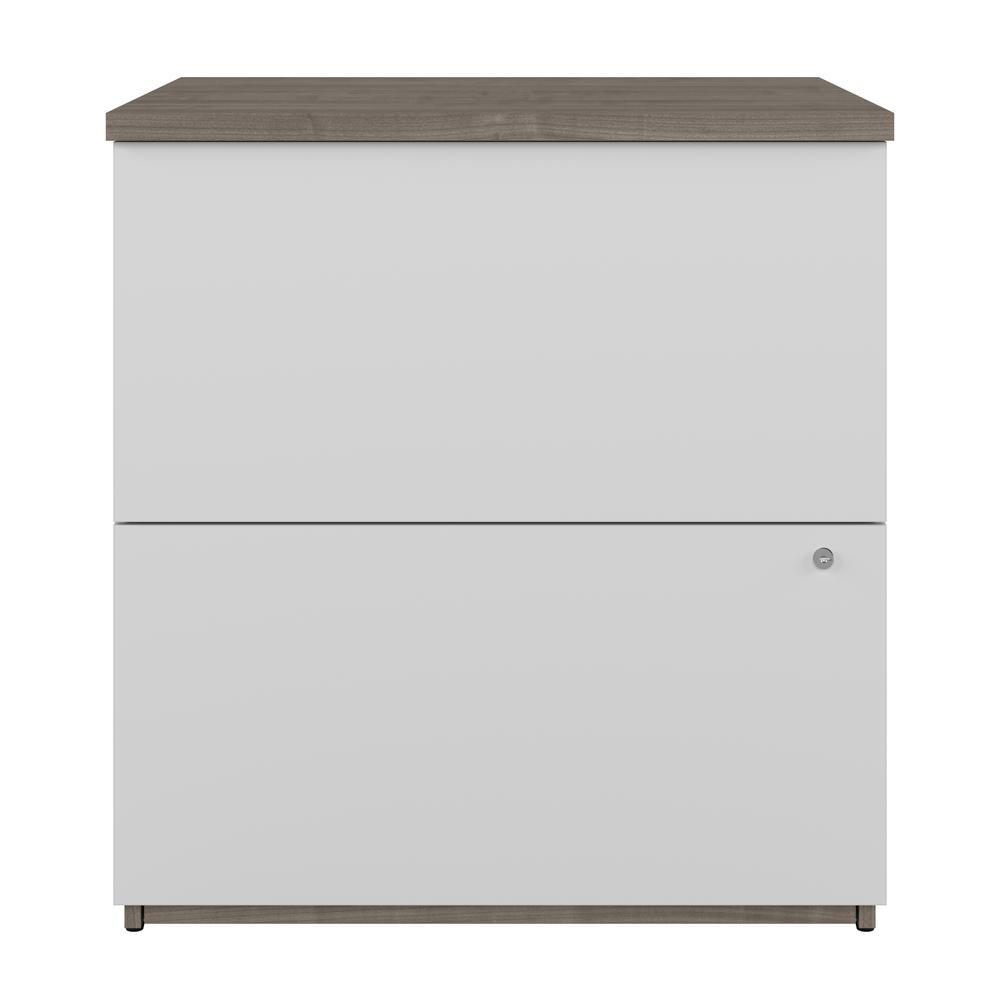 BESTAR Ridgeley 28W 2 Drawer Lateral File Cabinet in silver maple & pure white. Picture 5