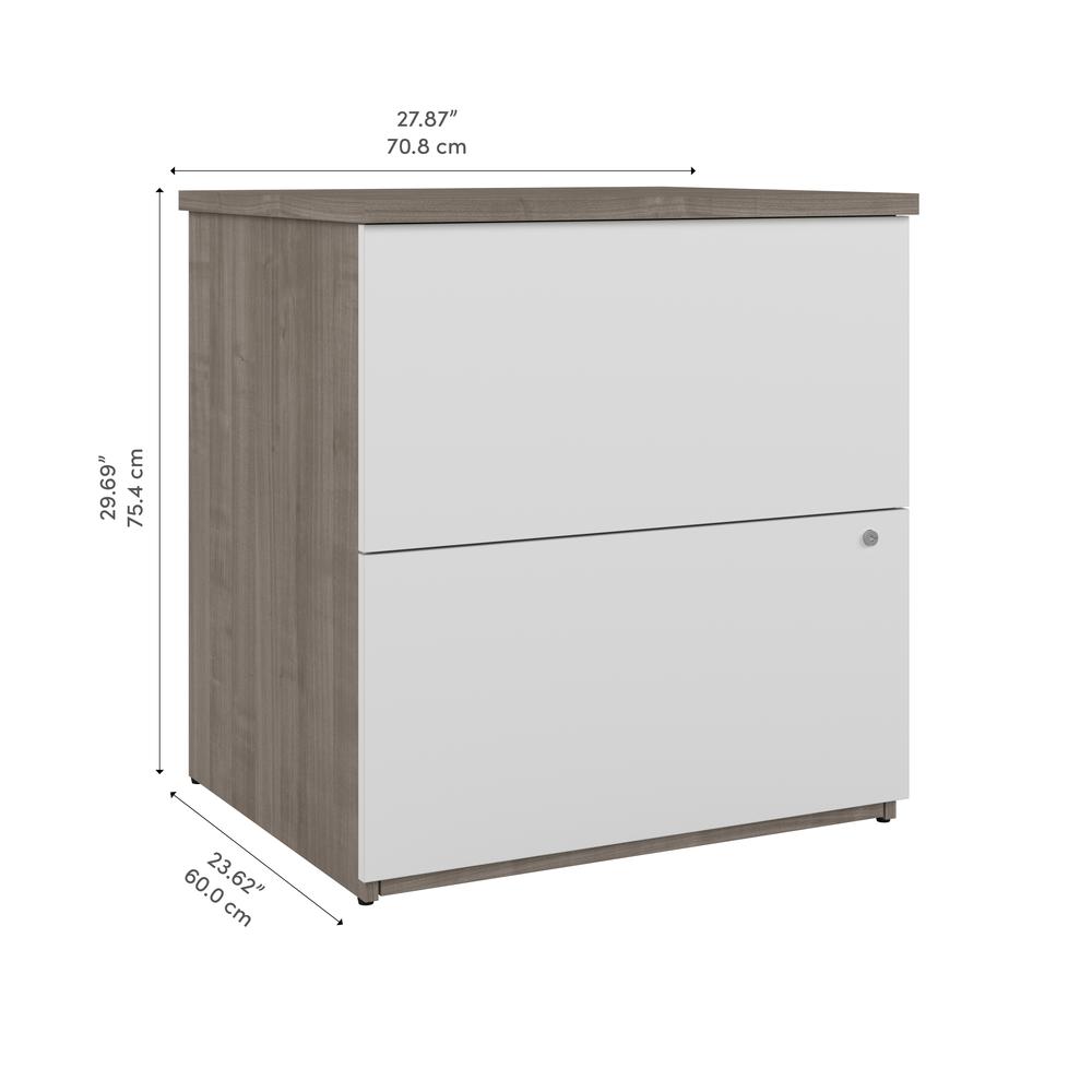 BESTAR Ridgeley 28W 2 Drawer Lateral File Cabinet in silver maple & pure white. Picture 12