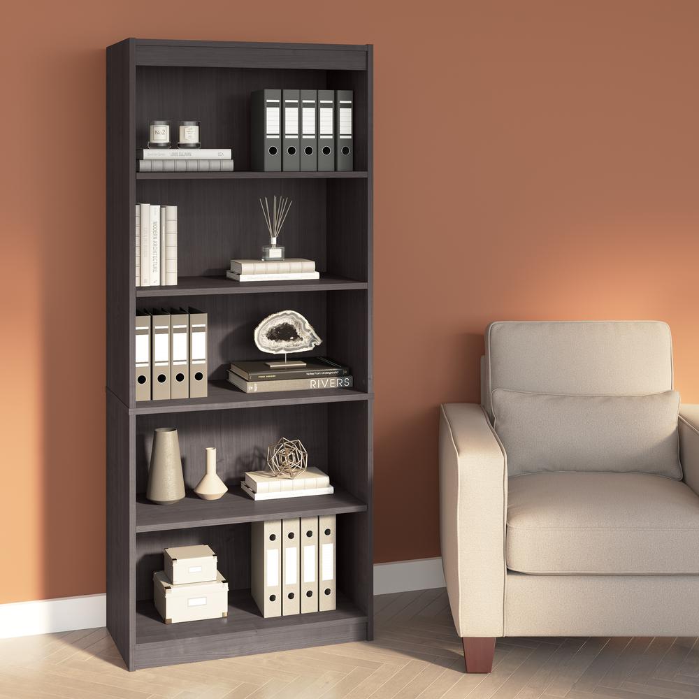 BESTAR Ridgeley 30W 5 Shelf Bookcase in charcoal maple. Picture 8