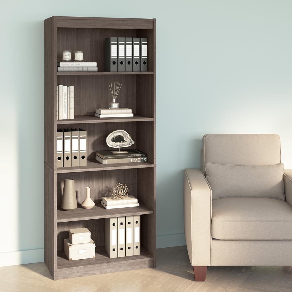 BESTAR Ridgeley 30W 5 Shelf Bookcase in medium gray maple. Picture 8