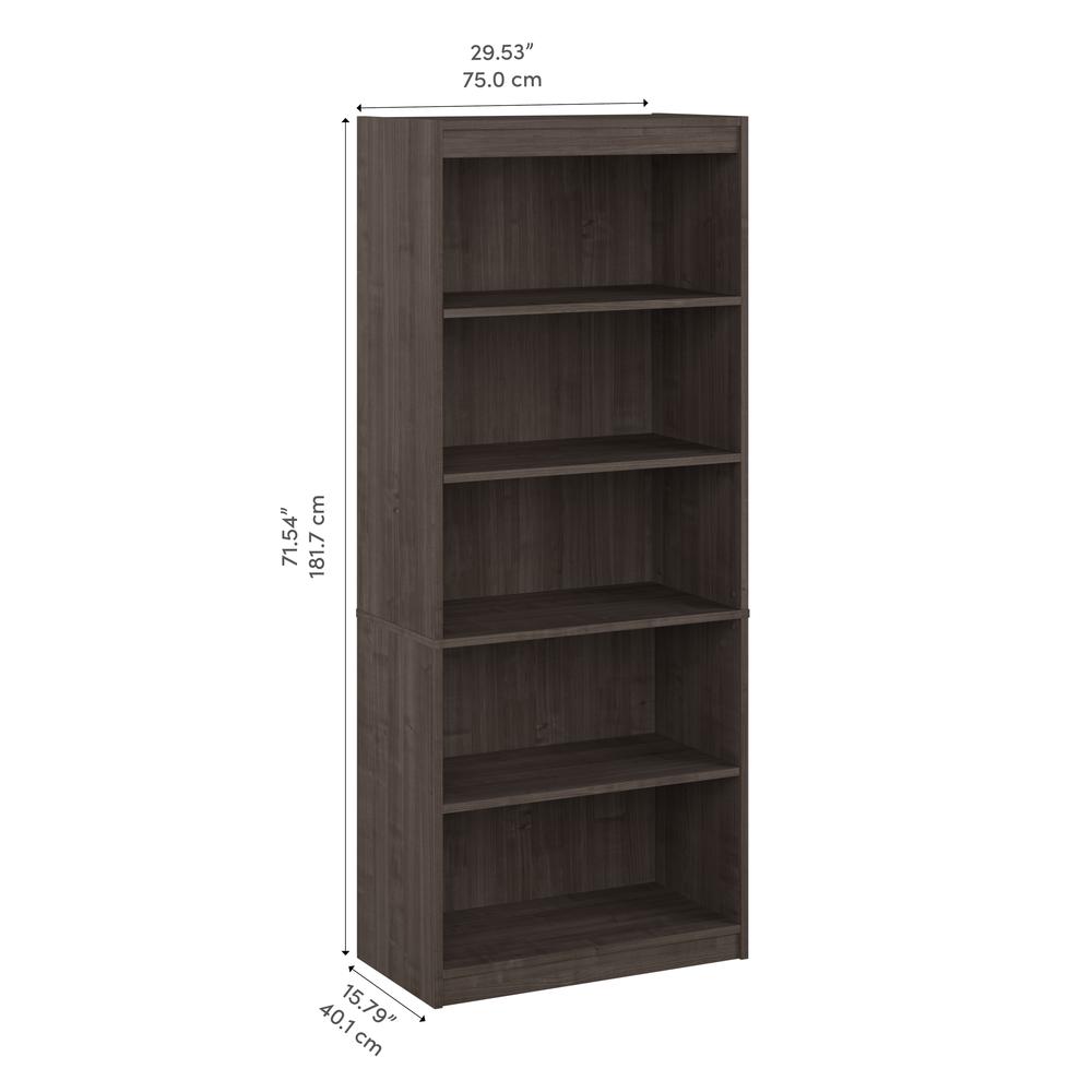 BESTAR Ridgeley 30W 5 Shelf Bookcase in medium gray maple. Picture 11