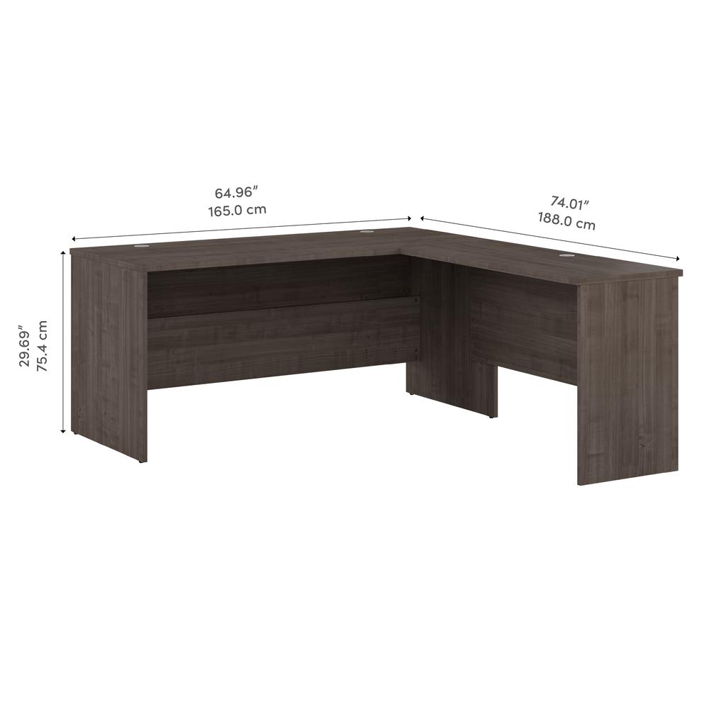 BESTAR Ridgeley 65W L Shaped Desk in medium gray maple. Picture 6