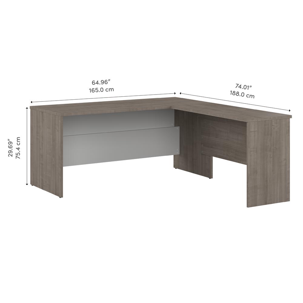 BESTAR Ridgeley 65W L Shaped Desk in silver maple & pure white. Picture 6