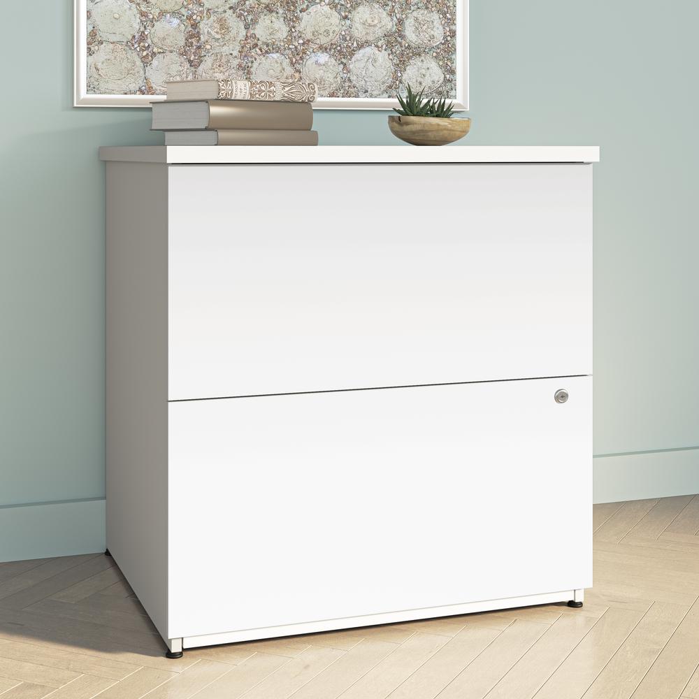 BESTAR Universel 28W Standard 2 Drawer Lateral File Cabinet in pure white. Picture 13