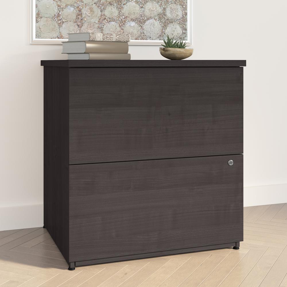 BESTAR Universel 28W Standard 2 Drawer Lateral File Cabinet in charcoal maple. Picture 9