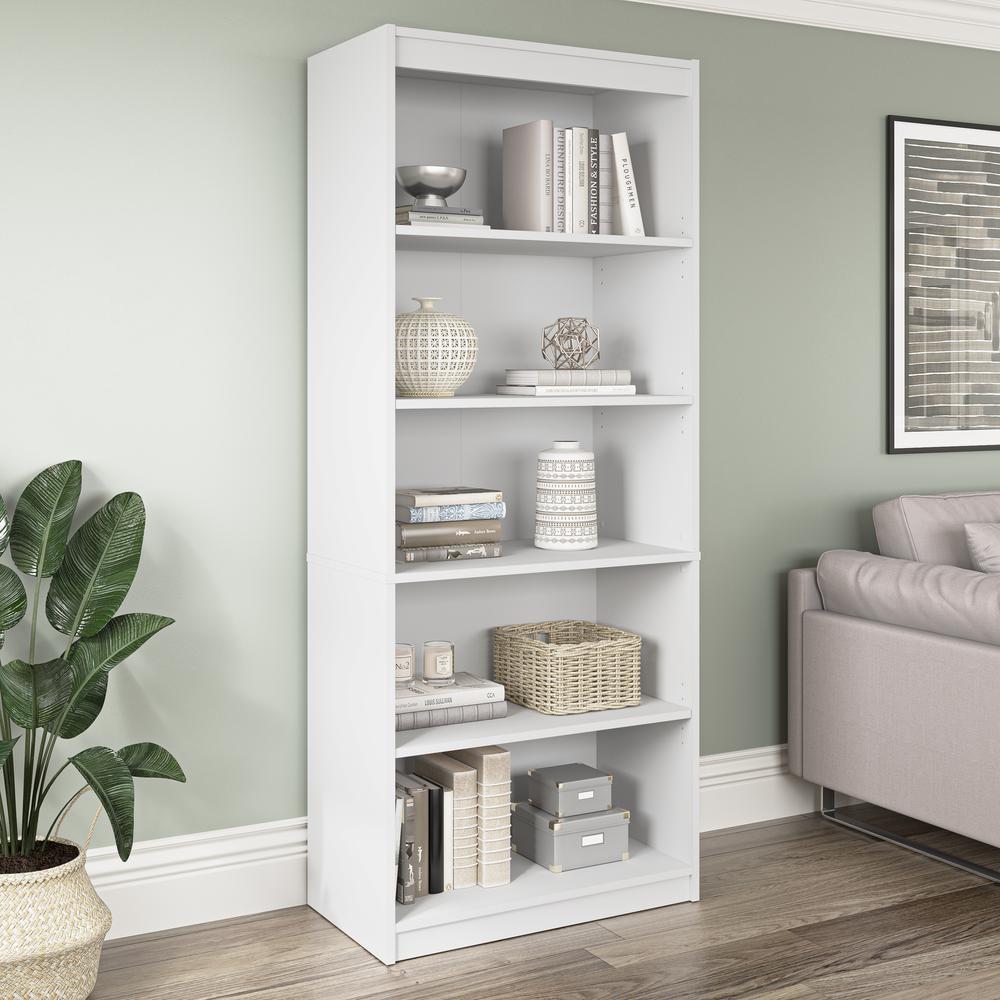BESTAR Universel 30W Standard 5 Shelf Bookcase in pure white. Picture 8