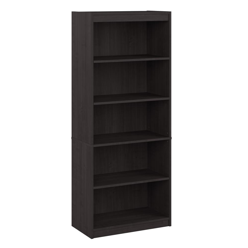 BESTAR Universel 30W Standard 5 Shelf Bookcase in charcoal maple. Picture 1