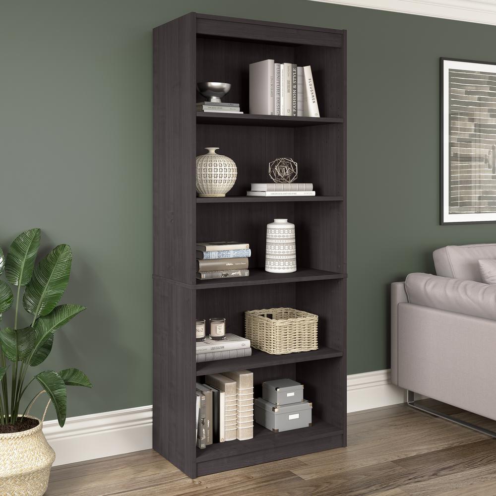 BESTAR Universel 30W Standard 5 Shelf Bookcase in charcoal maple. Picture 9