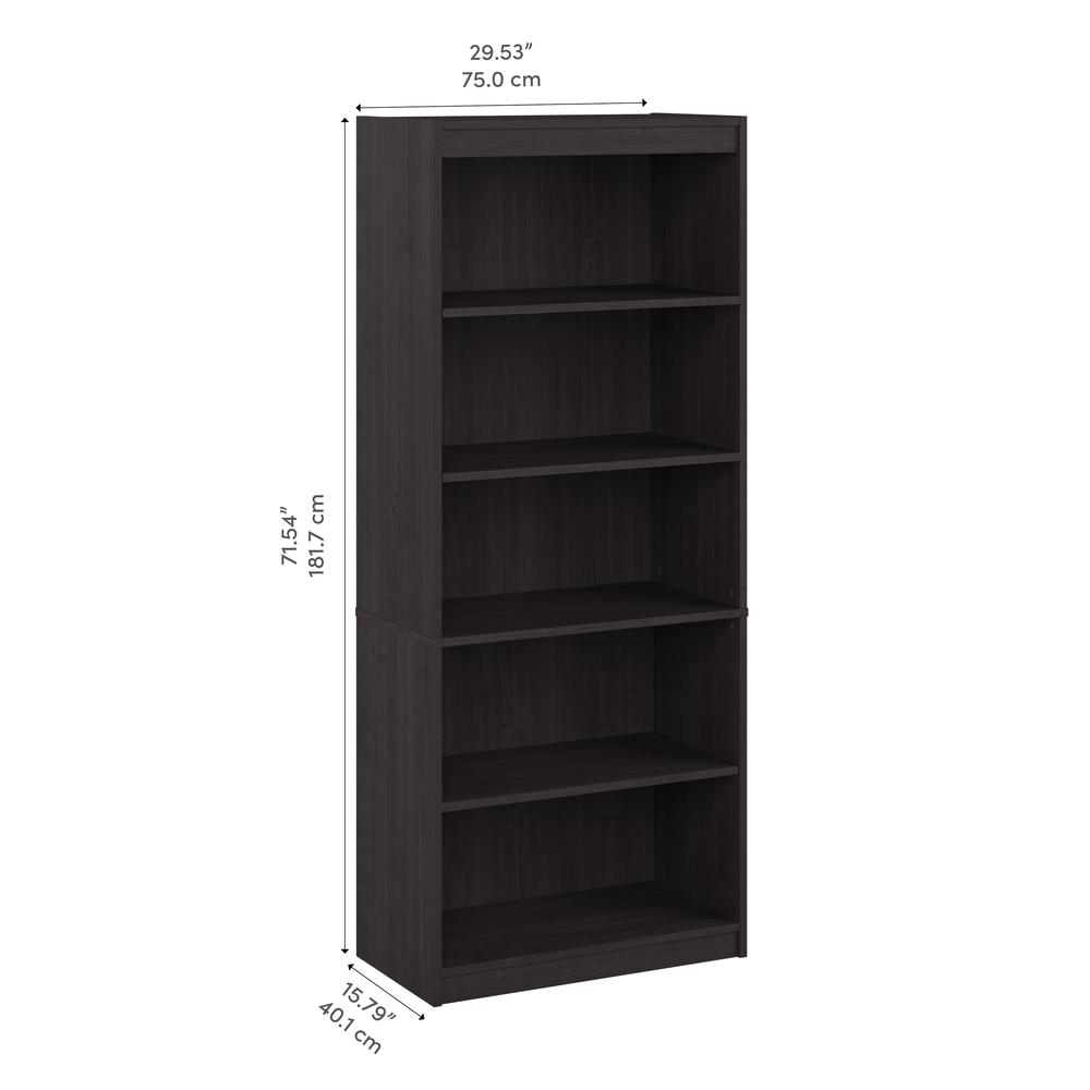 BESTAR Universel 30W Standard 5 Shelf Bookcase in charcoal maple. Picture 11