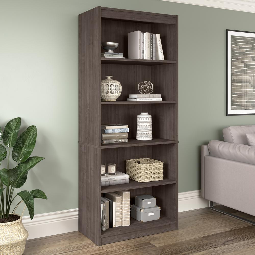 BESTAR Universel 30W Standard 5 Shelf Bookcase in medium gray maple. Picture 8
