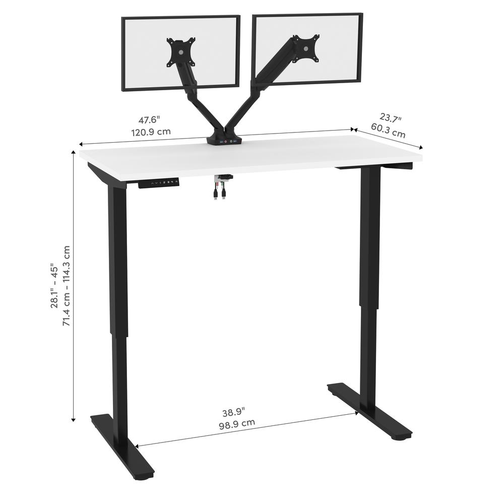 Bestar Universel 48W x 24D Standing Desk with Dual Monitor Arm , White. Picture 10