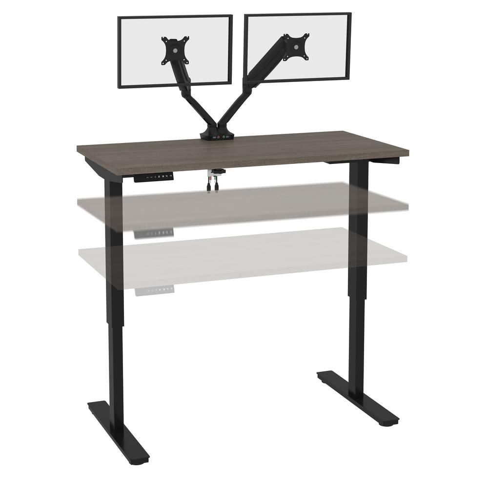 Bestar Universel 48W x 24D Standing Desk with Dual Monitor Arm , Bark Grey. Picture 8
