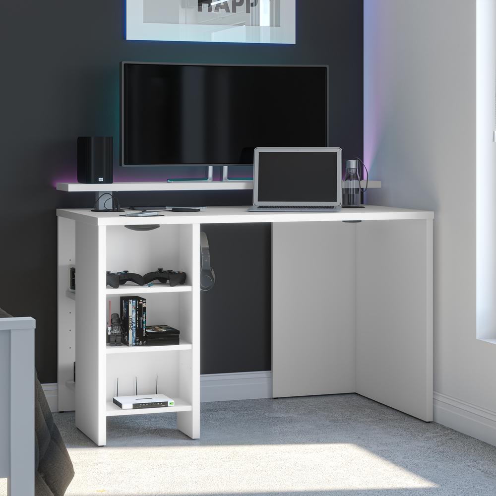 Electra  48W 48W Gaming Desk in white. Picture 12