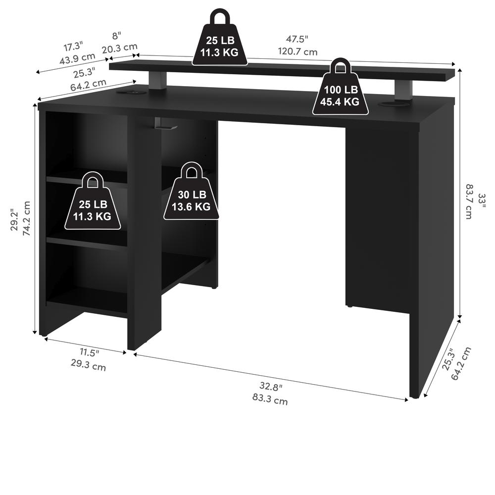 Electra  48W 48W Gaming Desk in black. Picture 3