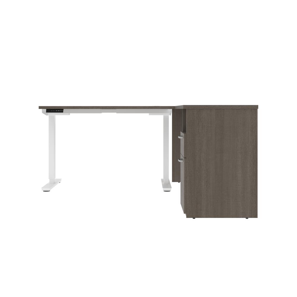 BESTAR Upstand 72W L-Shaped Electric Standing Desk in bark grey & white. Picture 3