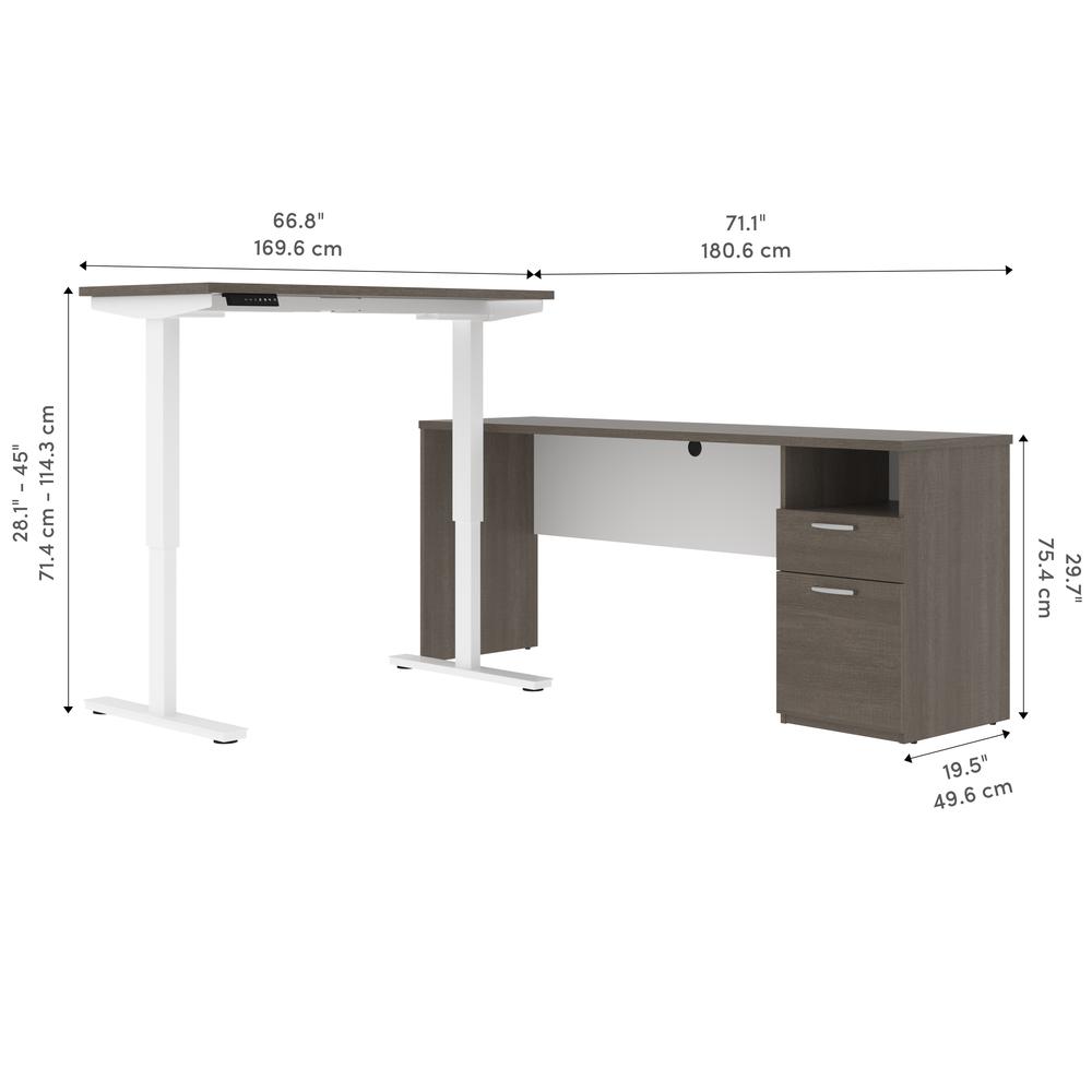 BESTAR Upstand 72W L-Shaped Electric Standing Desk in bark grey & white. Picture 11