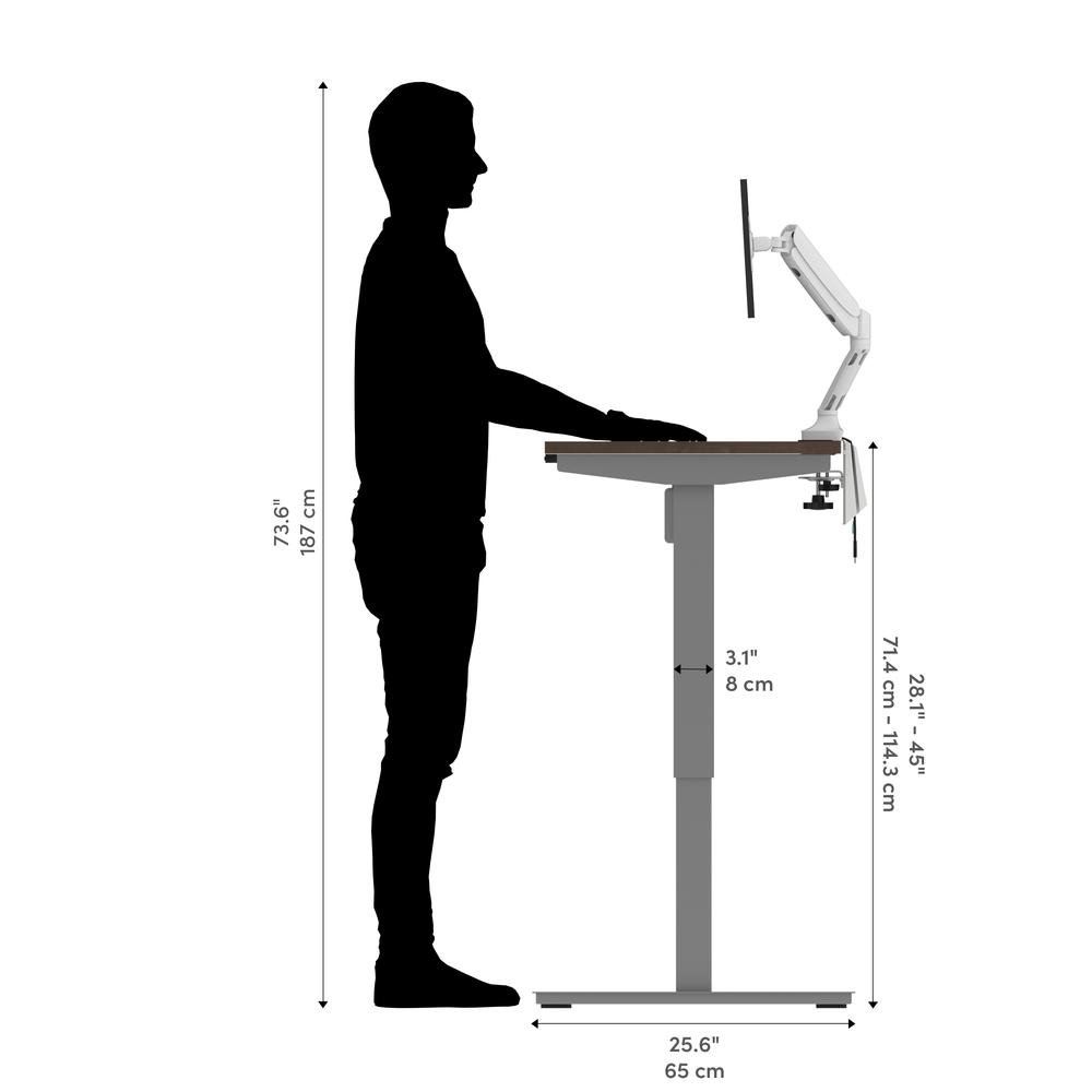 Bestar Upstand 48W x 24D Standing Desk with Dual Monitor Arm in antigua. Picture 6