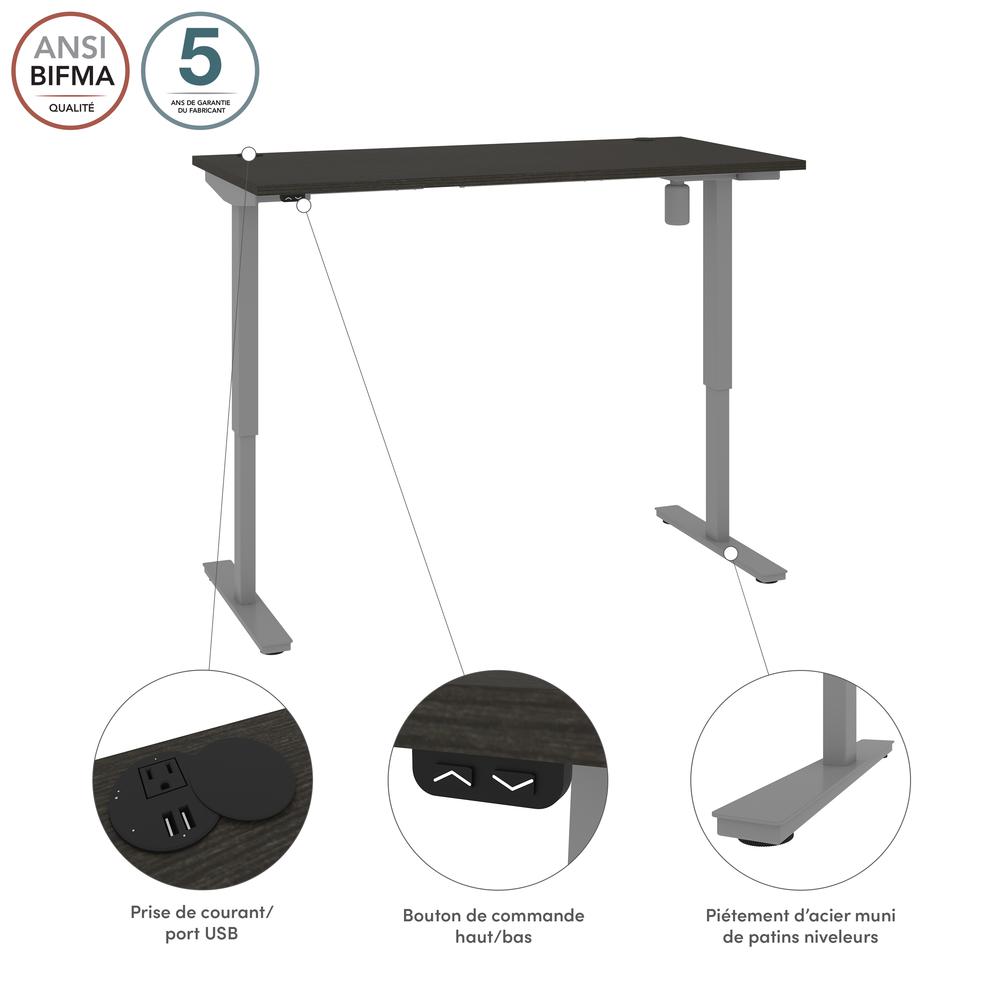 Bestar Upstand 30” x 60” Standing Desk in deep grey. Picture 13