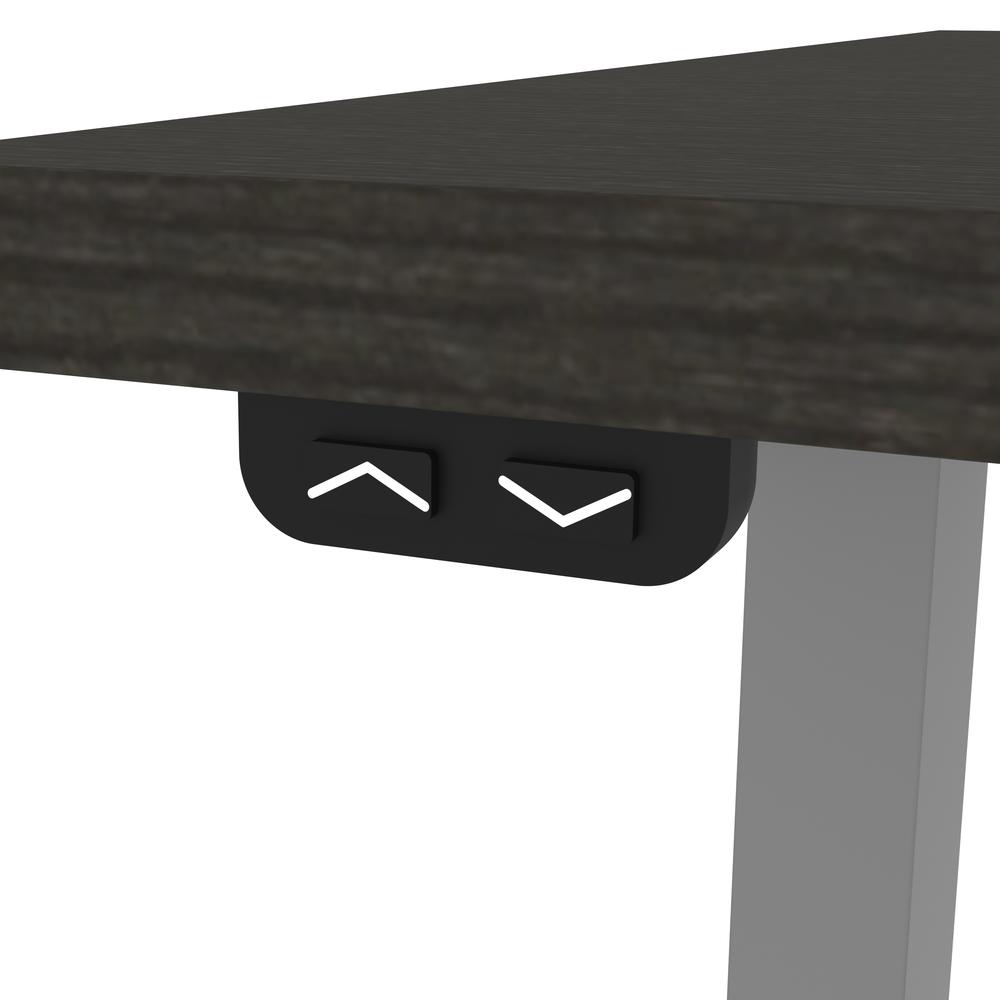 Bestar Upstand 60W x 30D Standing Desk with Dual Monitor Arm in deep grey. Picture 7
