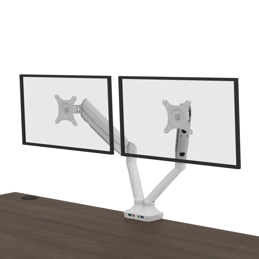 Bestar Upstand 60W x 30D Standing Desk with Dual Monitor Arm in antigua. Picture 8