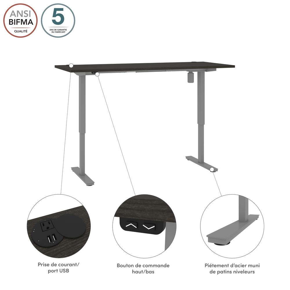 Bestar Upstand 30” x 72” Standing Desk in deep grey. Picture 11