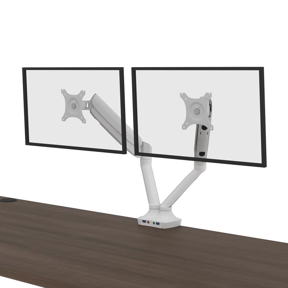 Bestar Upstand 72W x 30D Standing Desk with Dual Monitor Arm in antigua. Picture 8