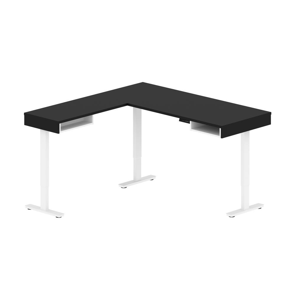 Bestar Viva 72W L-Shaped Standing Desk , Black & White. Picture 1