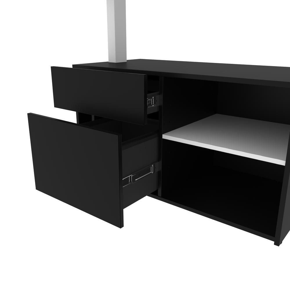 Bestar Viva 72W L-Shaped Standing Desk with Credenza , Black & White. Picture 12