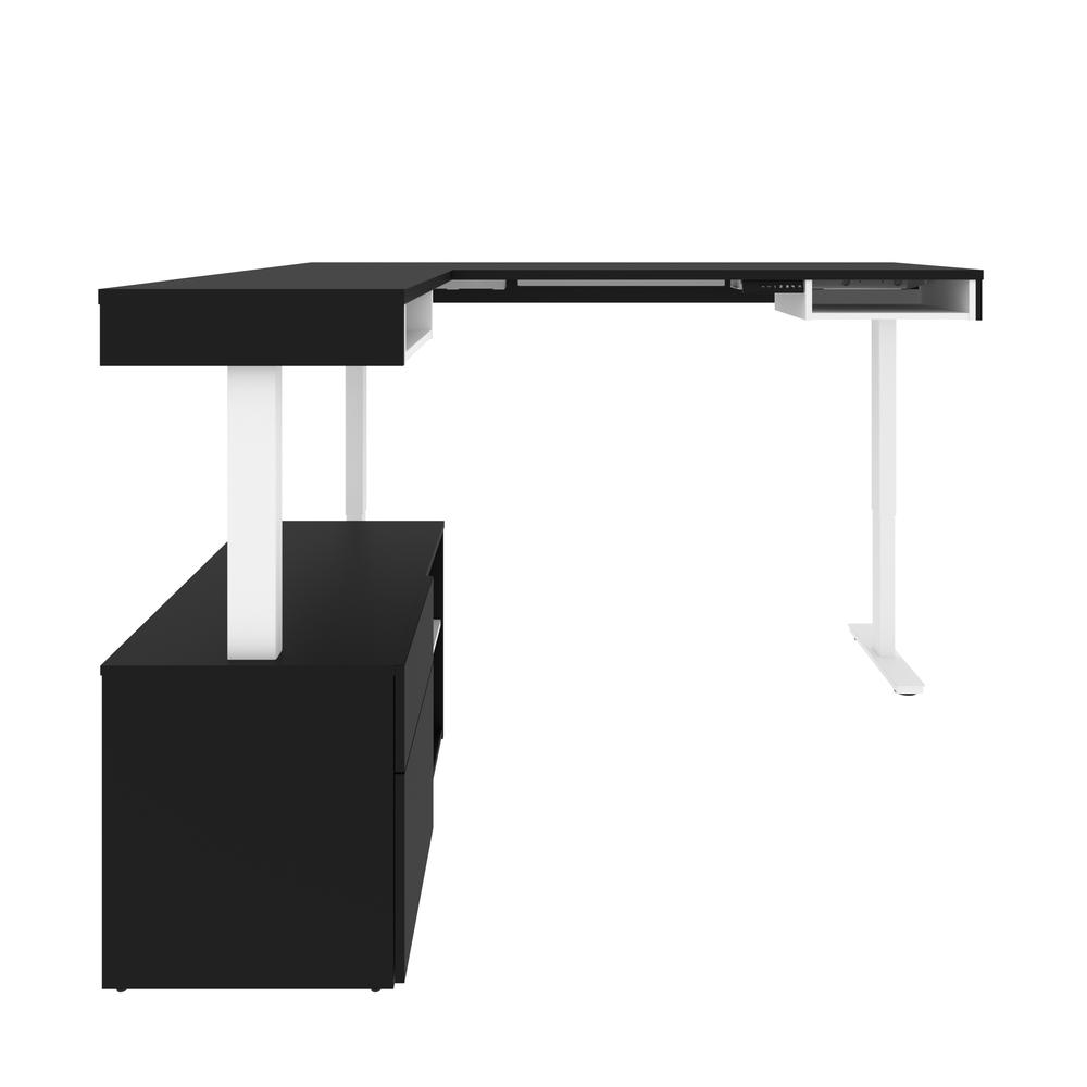 Bestar Viva 72W L-Shaped Standing Desk with Credenza , Black & White. Picture 4