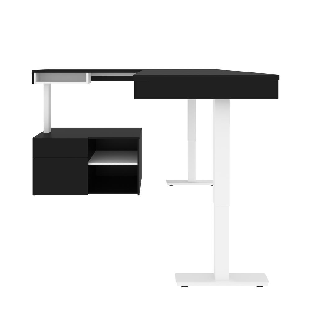 Bestar Viva 72W L-Shaped Standing Desk with Credenza , Black & White. Picture 5