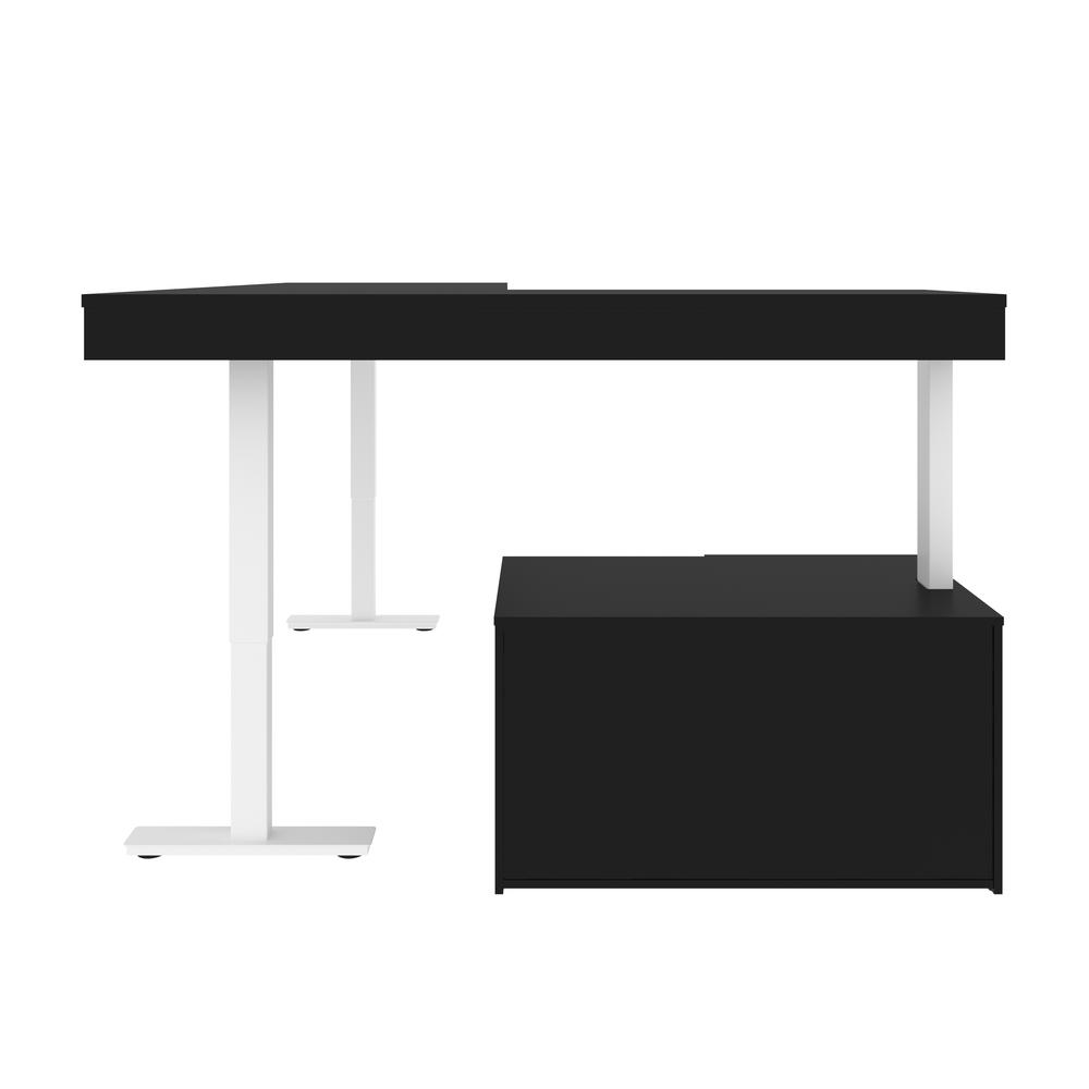 Bestar Viva 72W L-Shaped Standing Desk with Credenza , Black & White. Picture 6