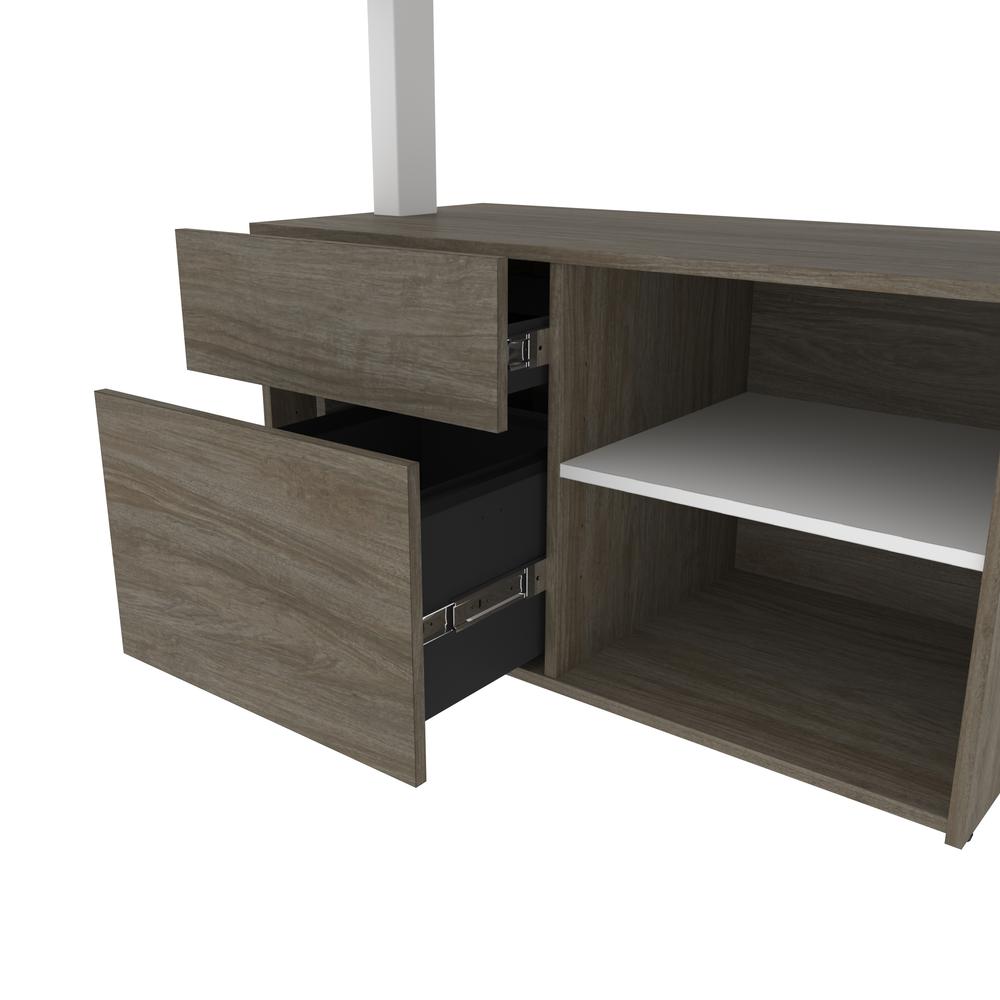 Bestar Viva 72W L-Shaped Standing Desk with Credenza , Walnut Grey. Picture 11