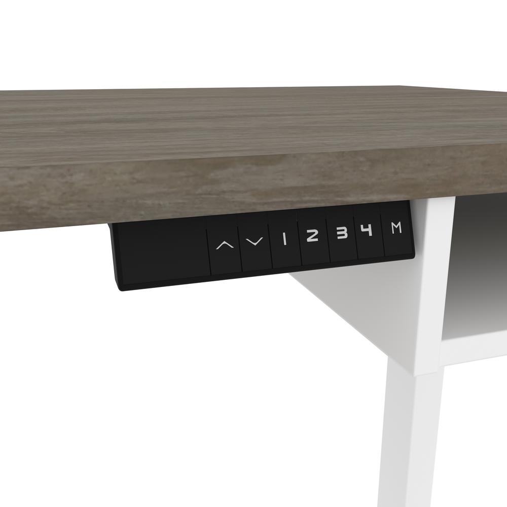 Bestar Viva 72W L-Shaped Standing Desk with Credenza , Walnut Grey. Picture 12