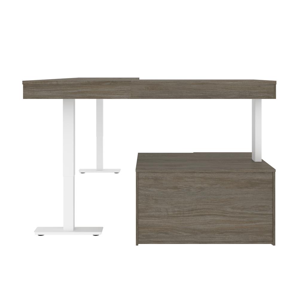 Bestar Viva 72W L-Shaped Standing Desk with Credenza , Walnut Grey. Picture 6