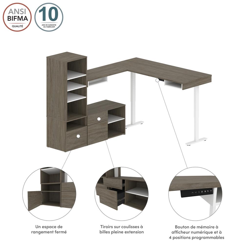 Bestar Upstand L-Shaped Adjustable Height Desk