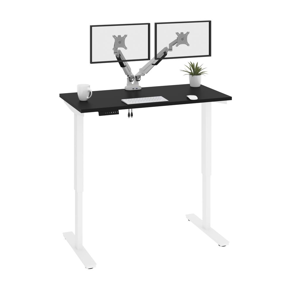 Bestar Viva 48W x 24D Electric Standing Desk with Monitor Arms , Black. Picture 2