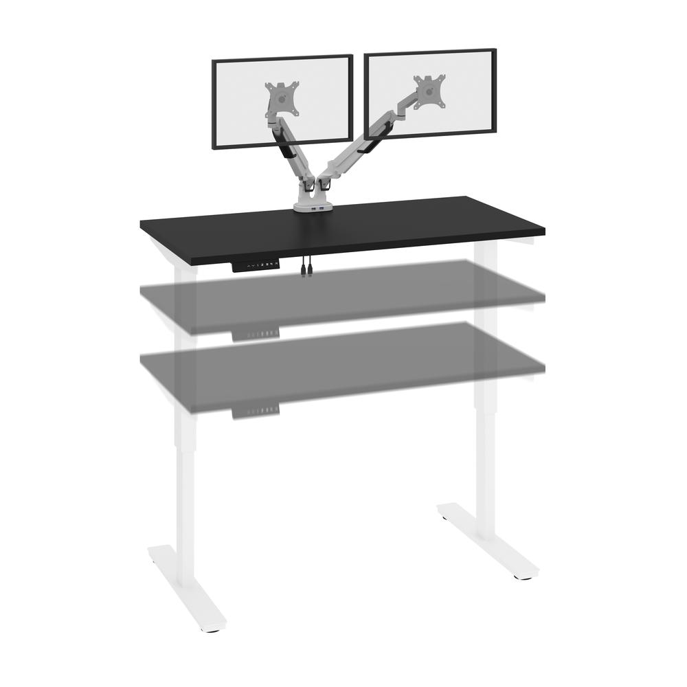 Bestar Viva 48W x 24D Electric Standing Desk with Monitor Arms , Black. Picture 6