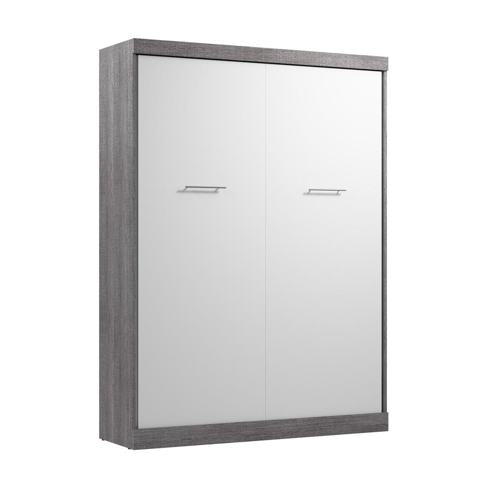 Nebula 65W Queen Murphy Bed in Bark Gray and White. Picture 1