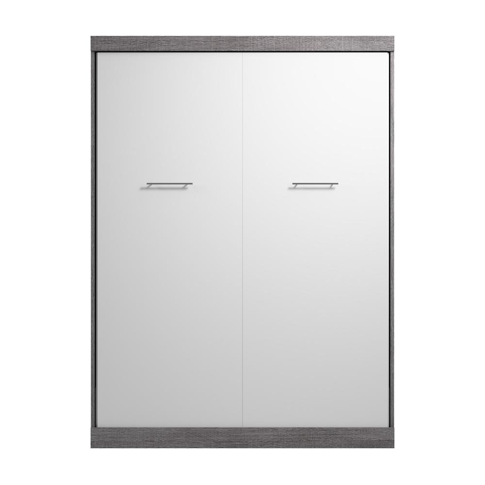 Nebula 65W Queen Murphy Bed in Bark Gray and White. Picture 2
