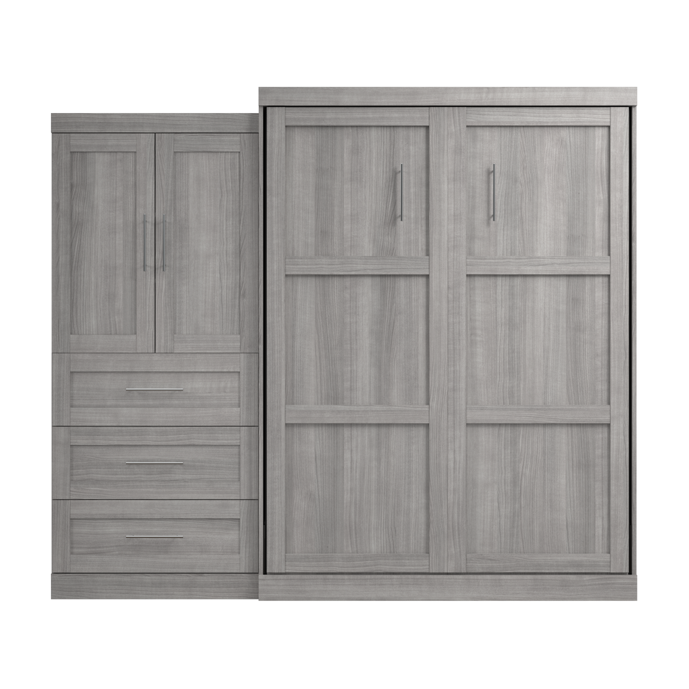 Pur Queen Murphy Bed and Storage Cabinet with Drawers (101W) in Platinum Gray. Picture 4