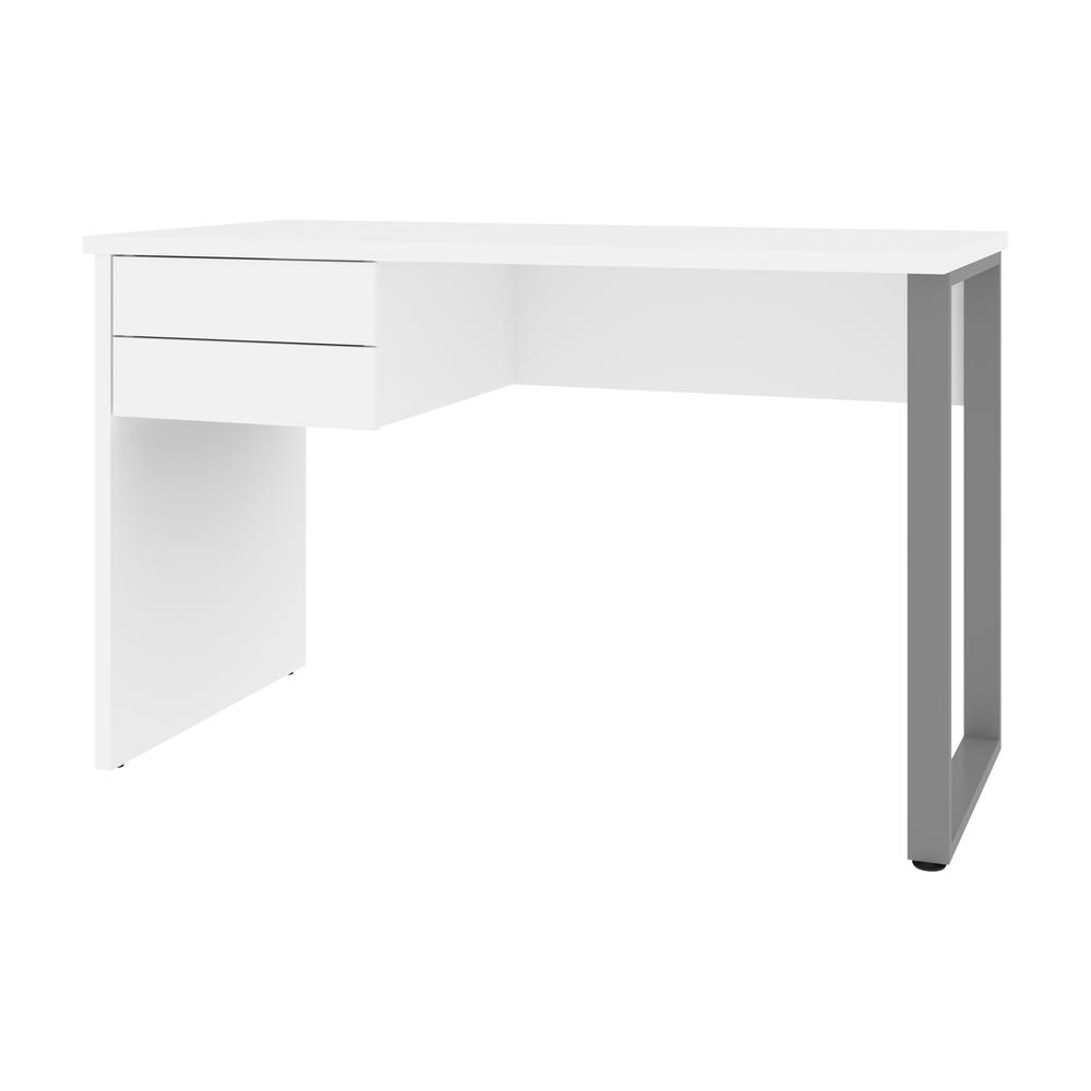 Bestar Solay 48W Small Table Desk with U-Shaped Metal Leg in white. Picture 1