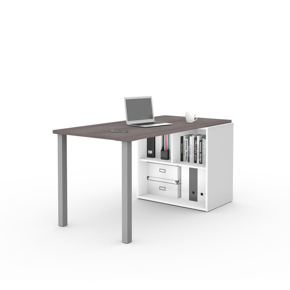 i3 Plus Computer Desk in Bark Gray & White. Picture 3