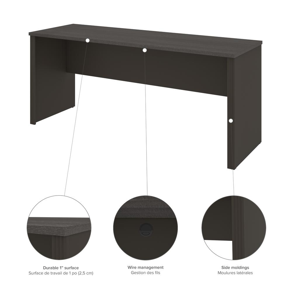 Prestige + Height Adjustable L-Desk with Hutch in Bark Gray & Slate. Picture 8