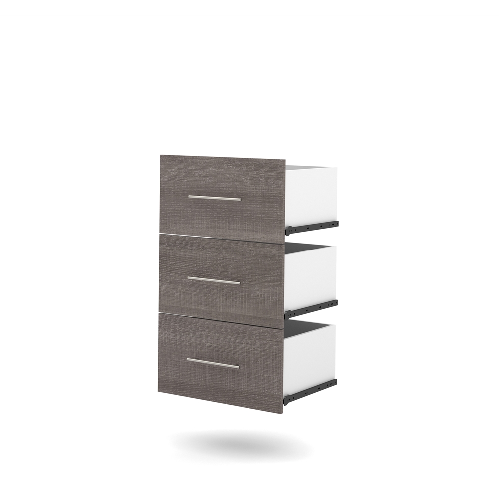 Nebula 3-Drawer set for 25" storage unit in Bark Gray. The main picture.