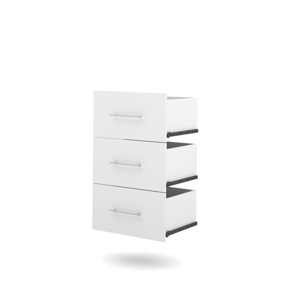 Nebula 3-Drawer set for 25" storage unit in White. The main picture.