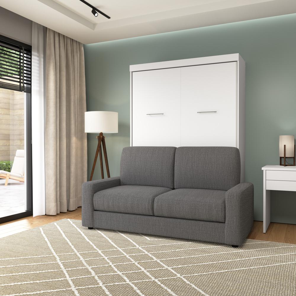 Nebula Full Murphy Bed with Sofa (73W) in White. Picture 4